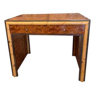Burr Walnut Desk or Vanity Table attributed to Romeo Rega, 1970s For Sale