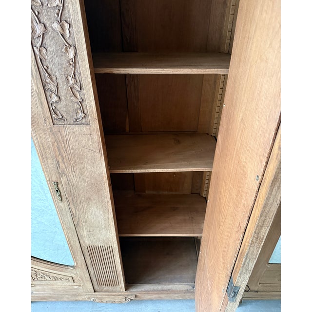 Large Art Nouveau Oak Wardrobe, 1890s For Sale - Image 6 of 12