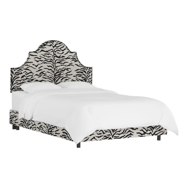 Halsted Bed in Cream Black Linen Zebra, Queen For Sale