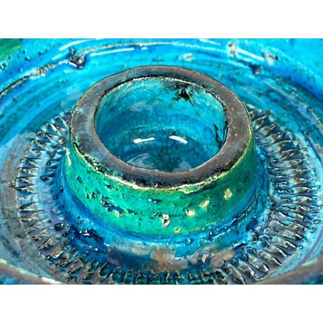 Mid-Century Modern Rimini Blu Pottery Candleholder by Aldo Londi for Bitossi, Italy, 1960s For Sale - Image 11 of 18