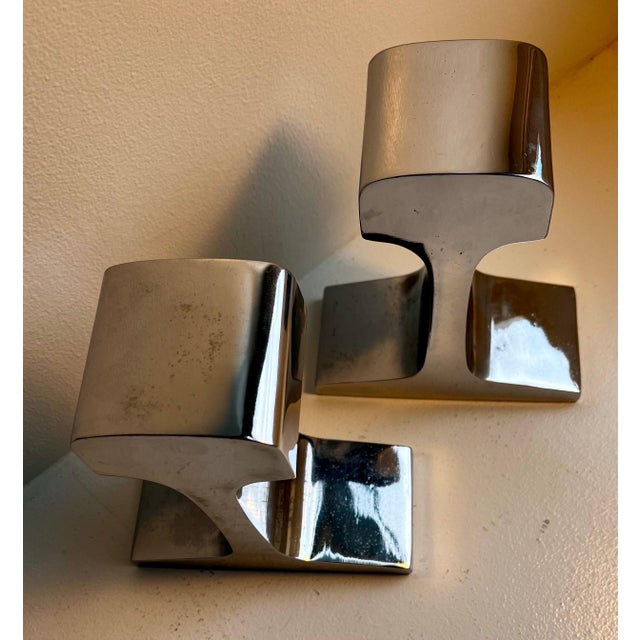 Metal Chrome I-Beam Bookends - A Pair For Sale - Image 7 of 12