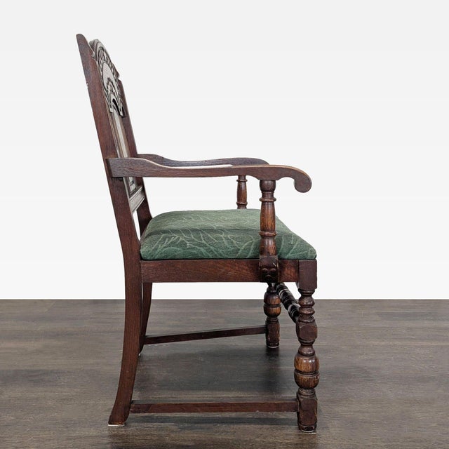 Traditional Vintage Wood Dining Armchair For Sale - Image 3 of 11