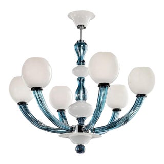 Sylcom Balbi Blue 6-Light Chandelier For Sale