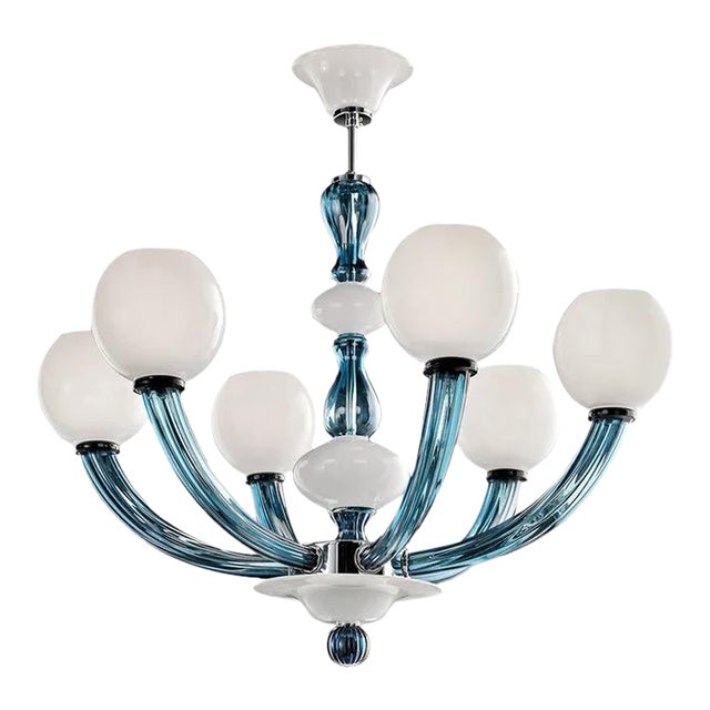 Sylcom Balbi Blue 6-Light Chandelier For Sale