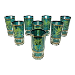 Mid 20th Century Cera Glassware Barware 1960s Mid Century Set of 8