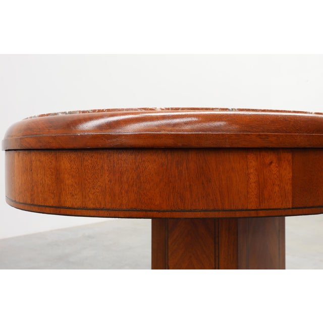 Art Deco Oval Side Table in Walnut with Marble Top from De Coene, Belgium, 1925 For Sale - Image 9 of 13