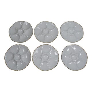 Vintage Belgian Oyster Plates by La Porcelaine De Baudour, 1950s, Set of 6 For Sale