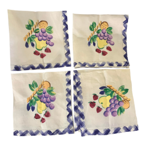Peggy Walz Inc. Hand Painted Linen Fabric Napkins- Set of 4
