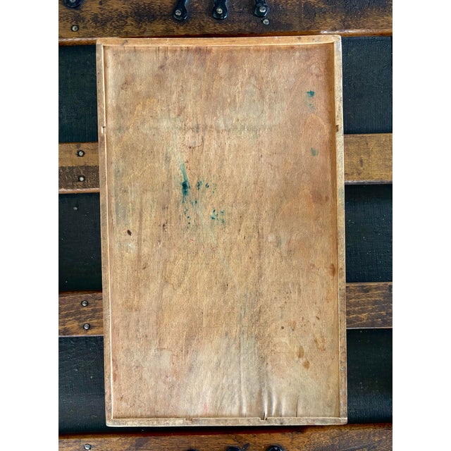 Burnt Umber Vintage Wooden Tray Cutlery Box Folk Art For Sale - Image 8 of 8