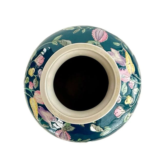 Green Floral Chinoiserie Vase For Sale - Image 9 of 11