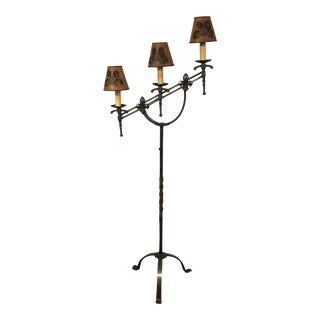 Late 18th Century Antique French Cast Iron Candelabra Converted Into Lamp For Sale