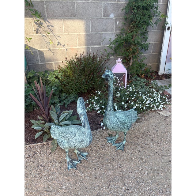 Jade 1990s Pair of Life Size Garden Geese For Sale - Image 8 of 8