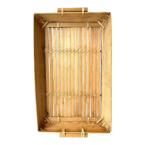 1970s Bamboo Slat Serving Tray With Cane Handles