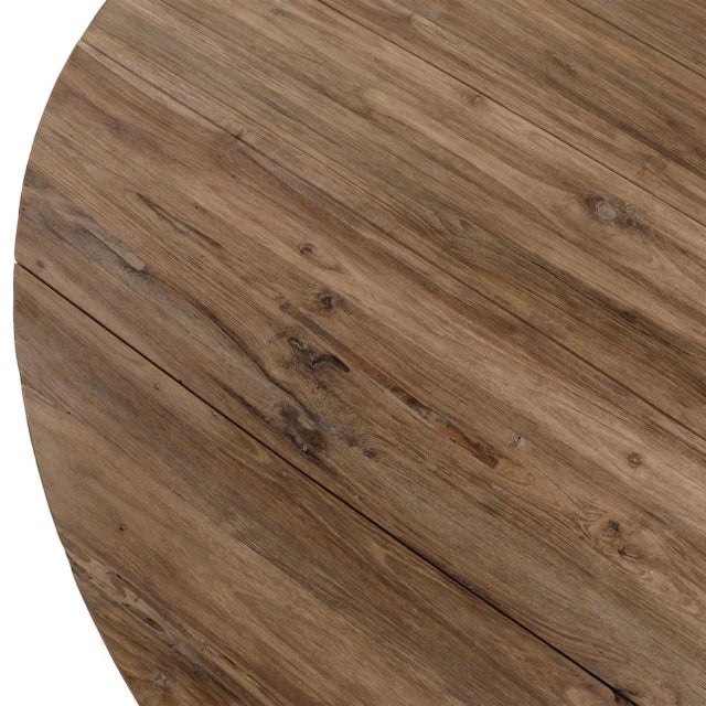 Wood Outdoor Round Teak Mod Dining Table For Sale - Image 7 of 8