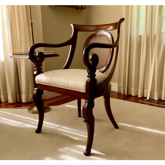 English Antique English Cane Backed Regency Scroll Armchairs - a Pair For Sale - Image 3 of 10