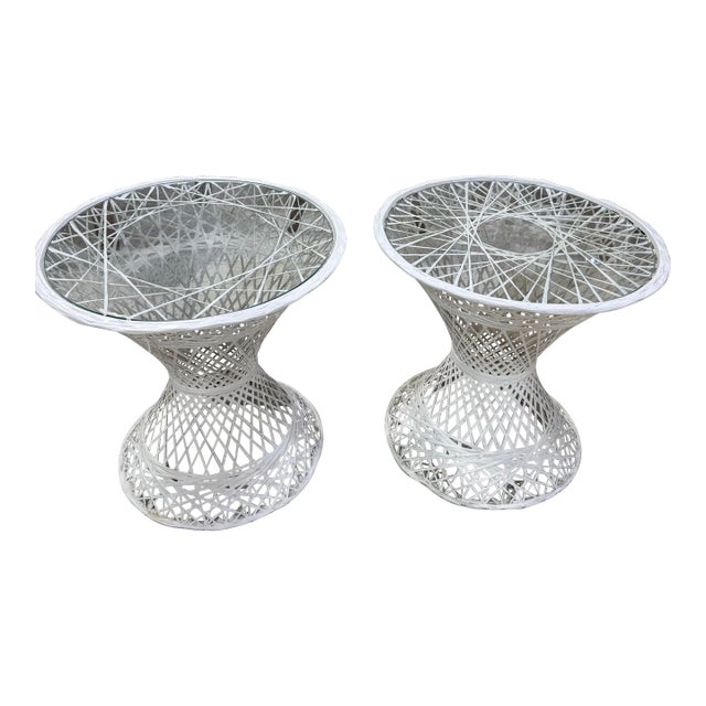 Vintage Russell Woodard Sculptura Side Table Spun Fiber Glass 50s/60s Pair For Sale