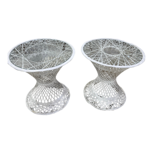 Vintage Russell Woodard Sculptura Side Table Spun Fiber Glass 50s/60s Pair