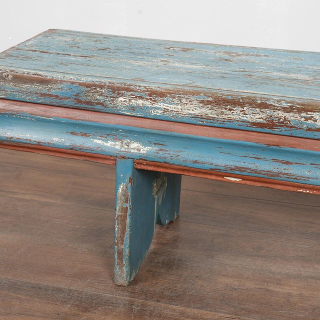 Late 19th-Century Swedish Original Blue Painted Bench For Sale - Image 10 of 15