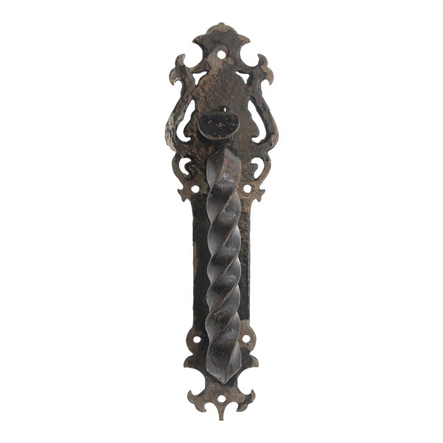 Mid 20th Century Arts & Crafts Cast Iron Hand Forged Door Pull For Sale
