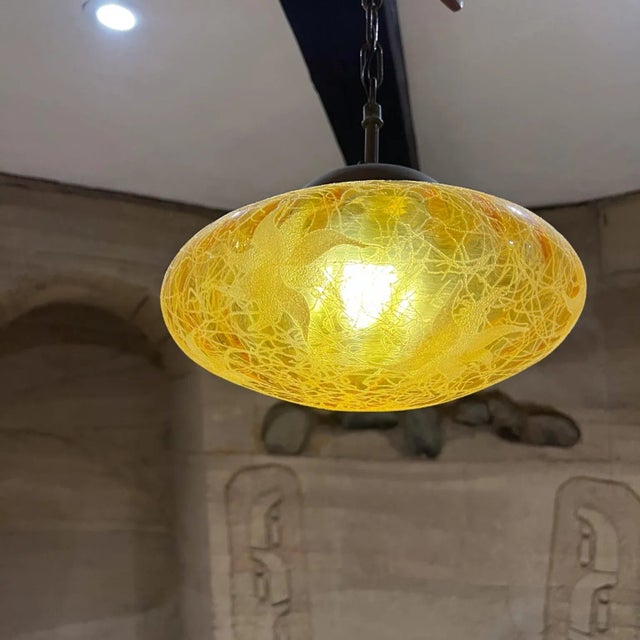 1960s Pendant Lamp Mahogany Art Glass Eugenio Escudero Mexico For Sale In San Diego - Image 6 of 12