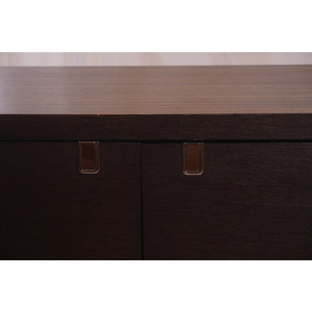 Italian Potocco Wood Sideboard with Zebra Wood Top. A refined Italian sideboard by Potocco featuring a beautifully crafted...