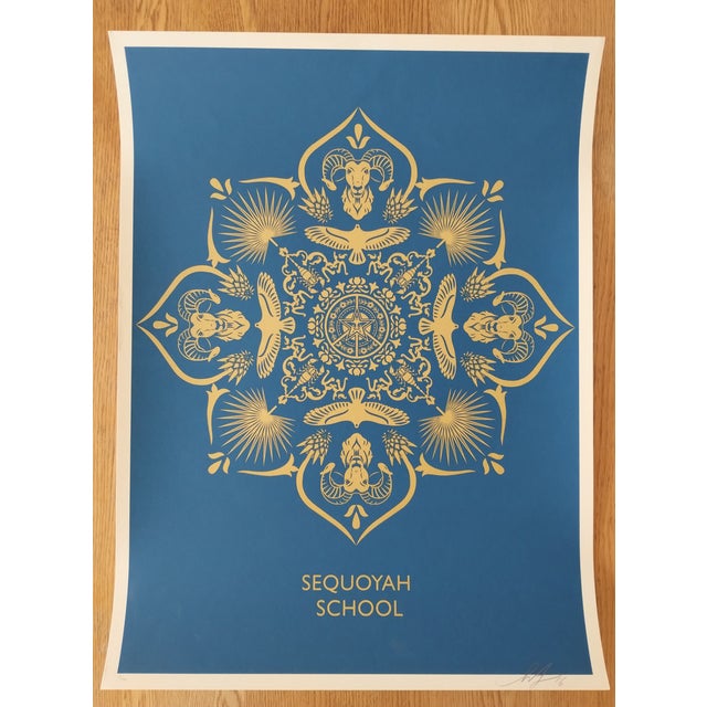 Shepard Fairey (Obey) sequoyah school mandala Screenprint on cream Speckletone paper. Signed by Shepard Fairey. Numbered...