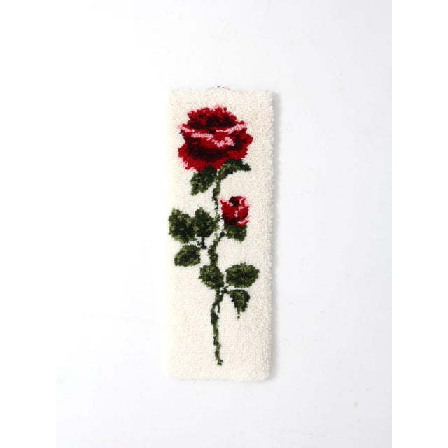 1970s Vintage Shillcraft Latch Hook Rose Wall Hanging For Sale - Image 5 of 14