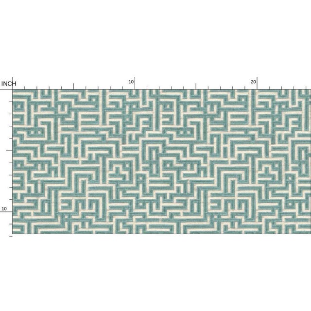 Bronte Ribbon Maze Traditional Wallpaper – Seaglass Blue Sample For Sale - Image 4 of 6