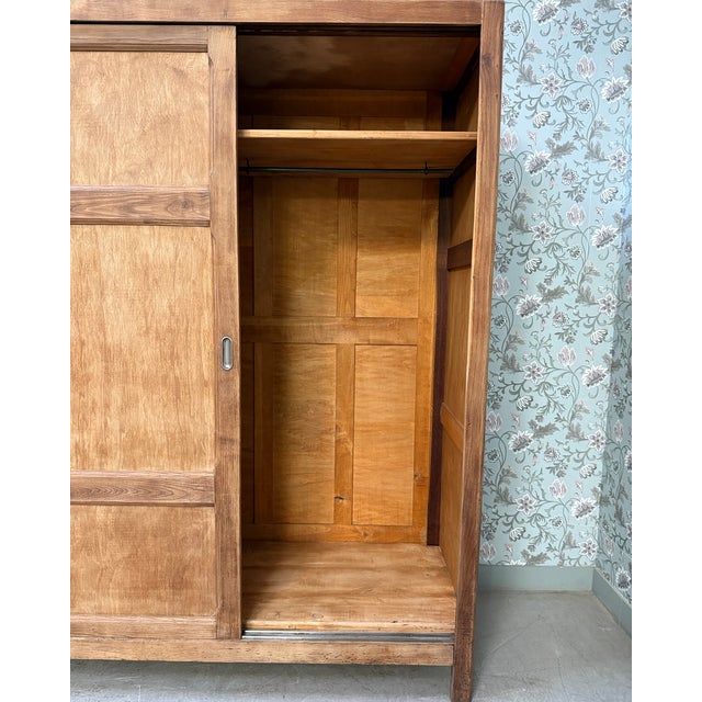 Parisian Wardrobe with Sliding Doors and Hanging Rail, 1950s For Sale - Image 12 of 16