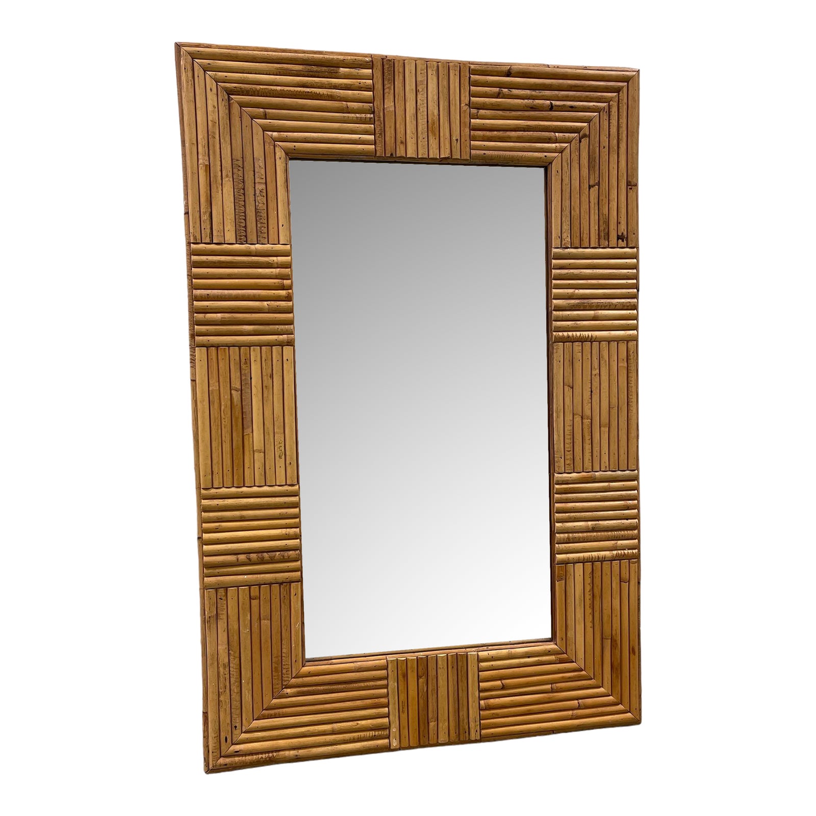 1960’s Rattan Bamboo Wall Mirror Chairish