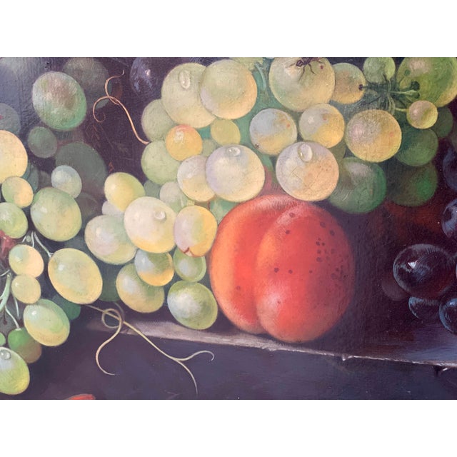 Angelo Granati, Floral Still Life with Fruit, Oil on Canvas, Framed For Sale - Image 7 of 12