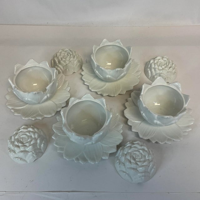 Mid-Century Italian Hollywood Regency Majolica Trompe L’Oeil Artichoke Bowls With Lids - Set of 4 For Sale - Image 6 of 12