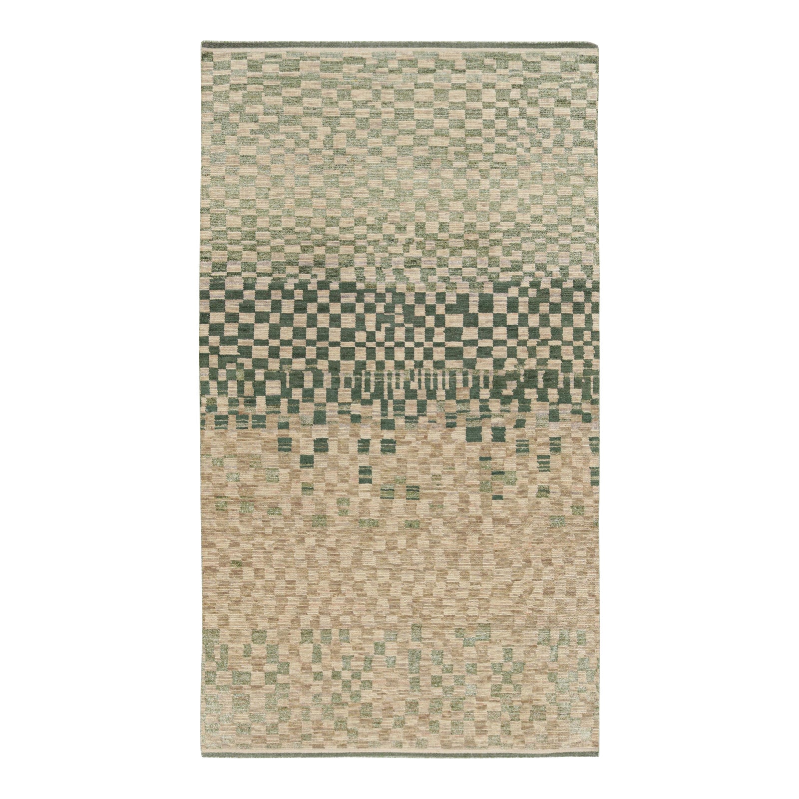 Rug & Kilim’s Moroccan Style Rug in Beige and Green, With Geometric ...