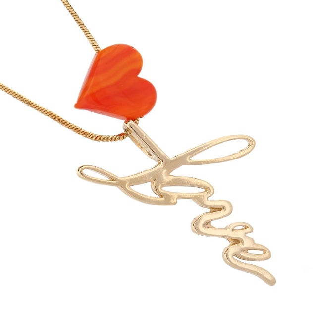 Sunset Heart Love Letter Gold Chain Necklace For Sale - Image 10 of 11