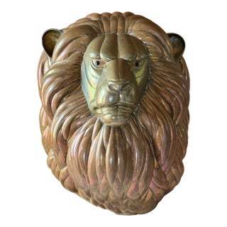 Sergio Bustamante Vintage Copper and Brass Large Wall Mount Lion Head Bust Signed & Numbered 5/100 For Sale
