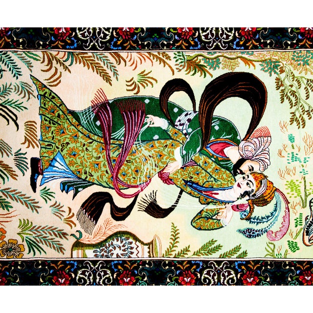 Late 20th Century Vintage Pictorial Tabriz Rug For Sale - Image 5 of 12