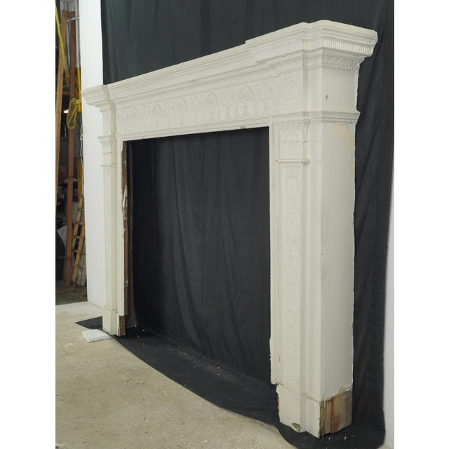 Victorian Antique Victorian White Wooden Fireplace Mantel For Sale - Image 3 of 12