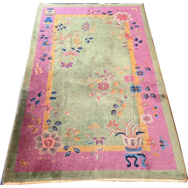 Art Deco A Must See Antique 4' X 7' Art Deco Chinese Rug Circa 1920 For Sale - Image 3 of 5