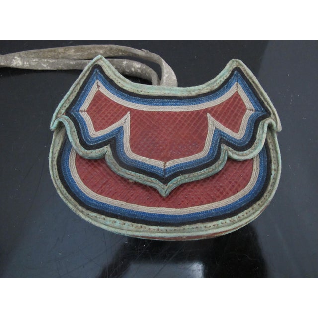 Pair of leather and silk embroidered coin purses in 2 different sizes. I believe these are early 20th century Asian...