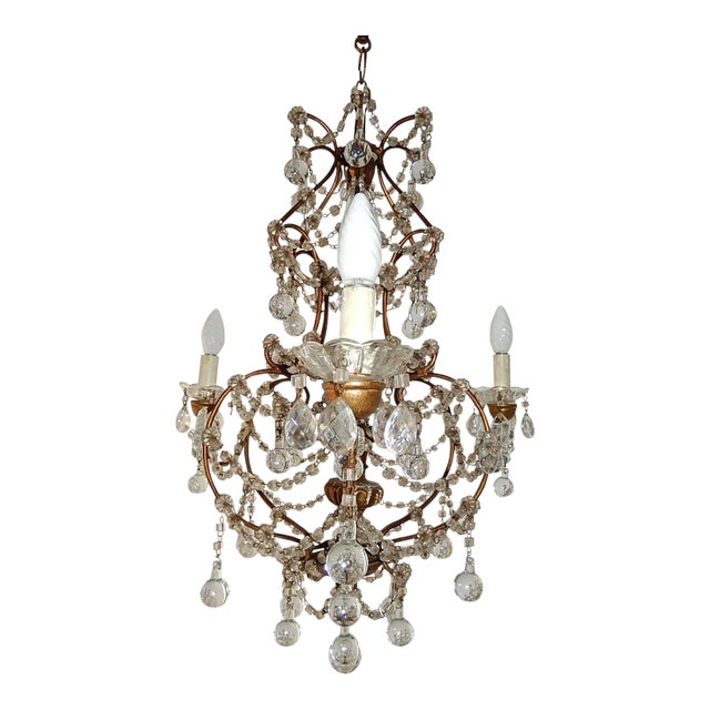 French Murano Drops Crystal Prisms Chandelier For Sale