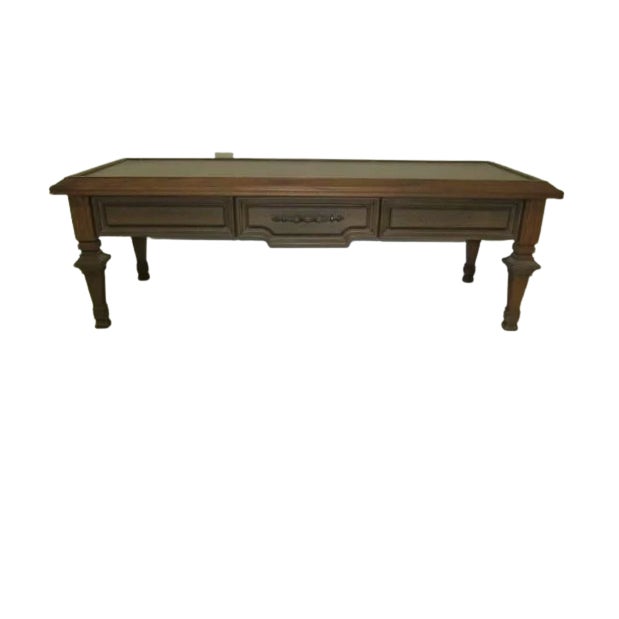 1970s Vintage Bassett Walnut Wood Cocktail Coffee Table One Drawer For Sale - Image 12 of 12