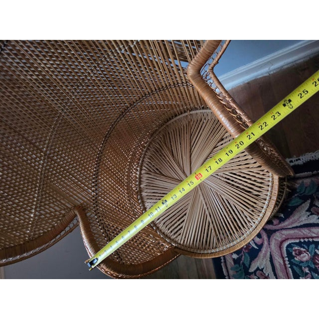 1990s Wicker Fan Back Chair For Sale - Image 10 of 10
