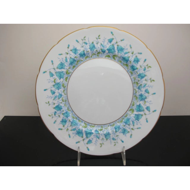 Coalport Turquoise Blue Flower Gilt Rim Harebell Bone China 10 3/4" Dinner Plate For Sale In Portland, OR - Image 6 of 6