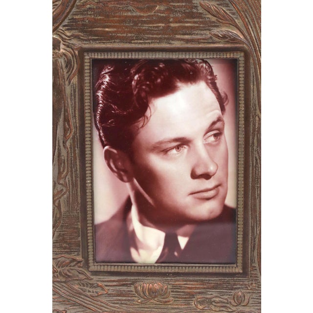 Art Nouveau Mid 20th Century Art Nouveau Steel Picture Frame With Era Photograph-Unsigned For Sale - Image 3 of 7