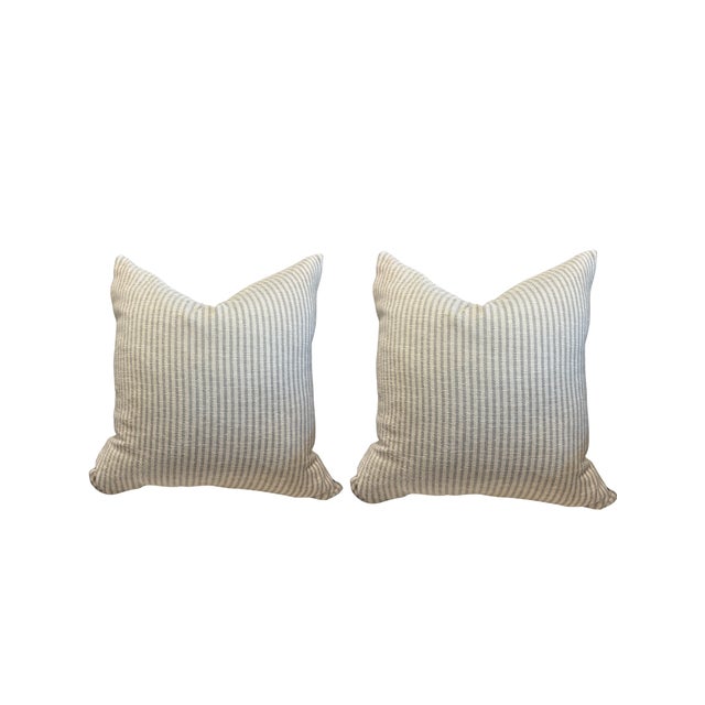 Elevate your space with this beautiful pair of RH custom-made, two-sided decorative pillows featuring a sophisticated mix...
