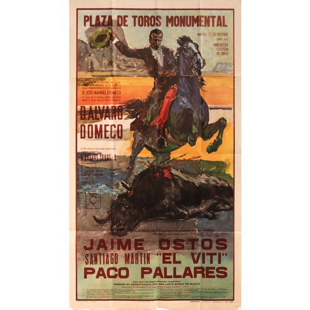 Paper 1960s Spanish Bullfighter Poster - Plaza De Toros Monumental (Barcelona) For Sale - Image 7 of 7
