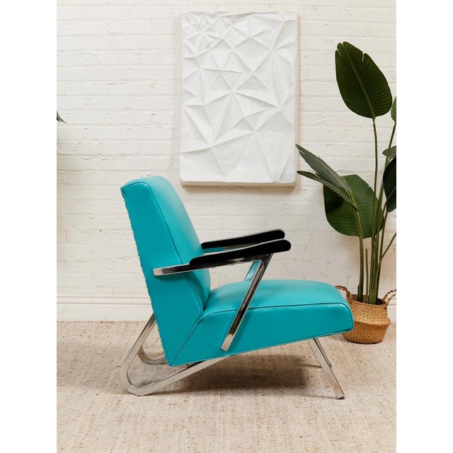 1960’s Turquoise Lounge Chair For Sale - Image 4 of 11