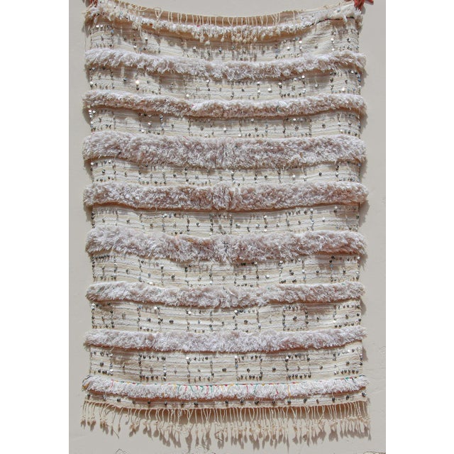 Late 20th Century Vintage Moroccan Berber Shawl, Handwoven Wool, 1950s Bohemian Style For Sale - Image 5 of 18