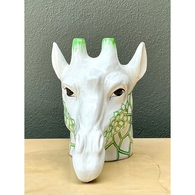 Vintage Italian Glazed Ceramic Giraffe Cache Pot For Sale - Image 9 of 12