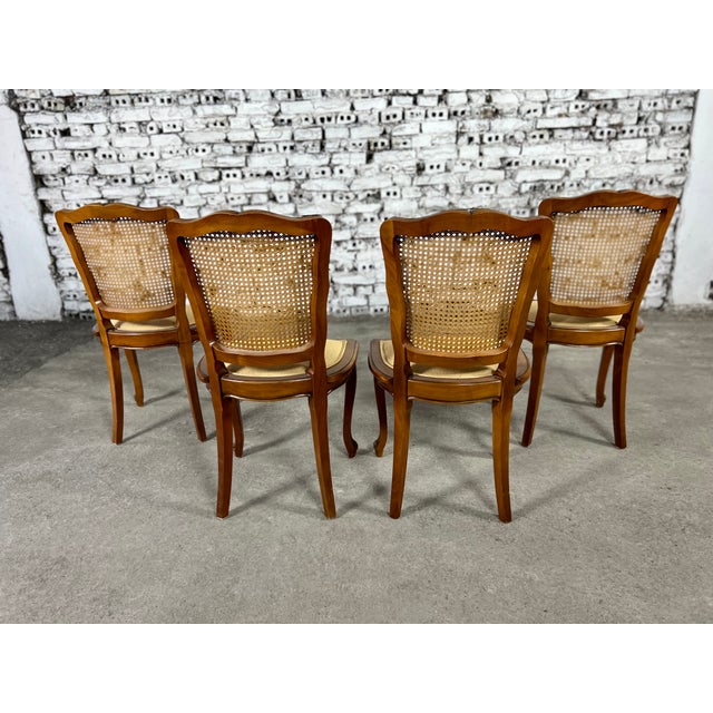 French Provincial Louis XV Style Cane Dining Chairs, Reupholstered Set of 4 Chairish